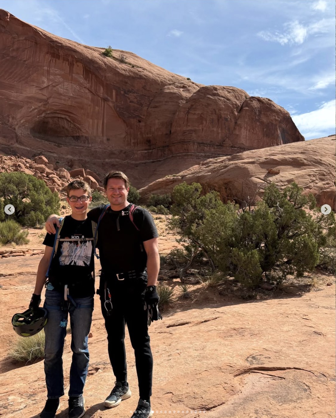 Shawn and son hiking